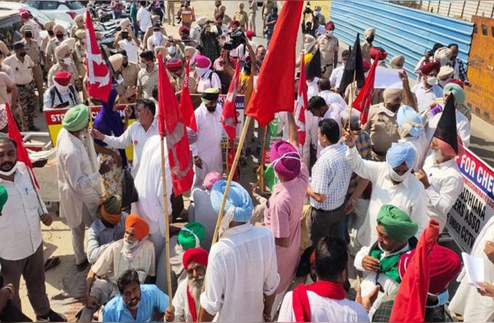पंजाब भाजपा अध्यक्ष अश्वनी शर्मा का लुधियाना में घेराव करने पहुंचे किसान