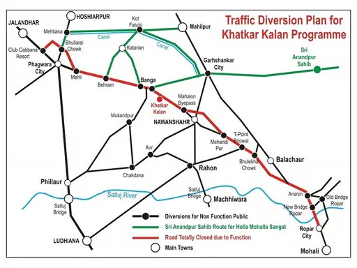 सीएम शपथ ग्रहण समारोह के लिए ट्रैफिक डायवर्ट :